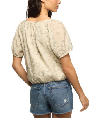 Women's Short-Sleeve Scoop Neck Bubble Top
