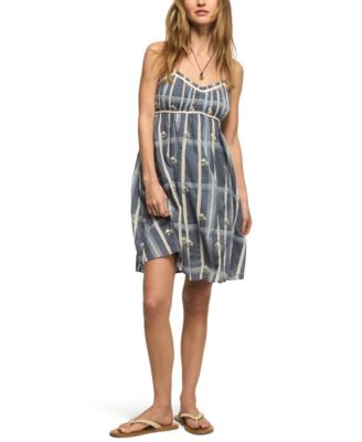 Women's Embroidered Plaid Sweetheart Neck Dress