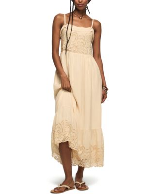 Women's Flowy Cutwork Square Neck Dress