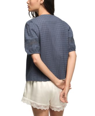 Women's Smocked Yoke Button-Down Top
