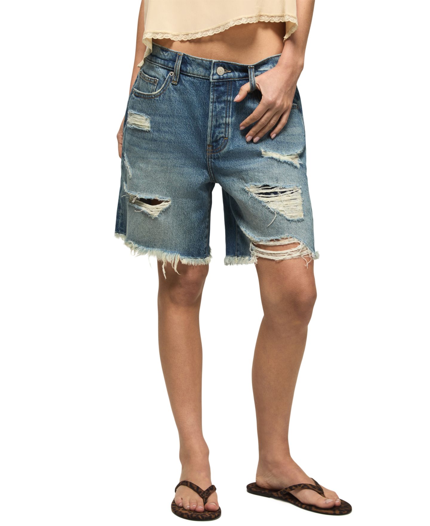 Женские шорты Lucky Brand Cotton Baggy Classic High-Rise, цвет: Выцветший жёлтый варёный — фото 1