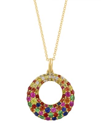 Multi-Gemstone (2-5/8ct) Pendant Necklace in 14k Yellow Gold-Plated Sterling Silver