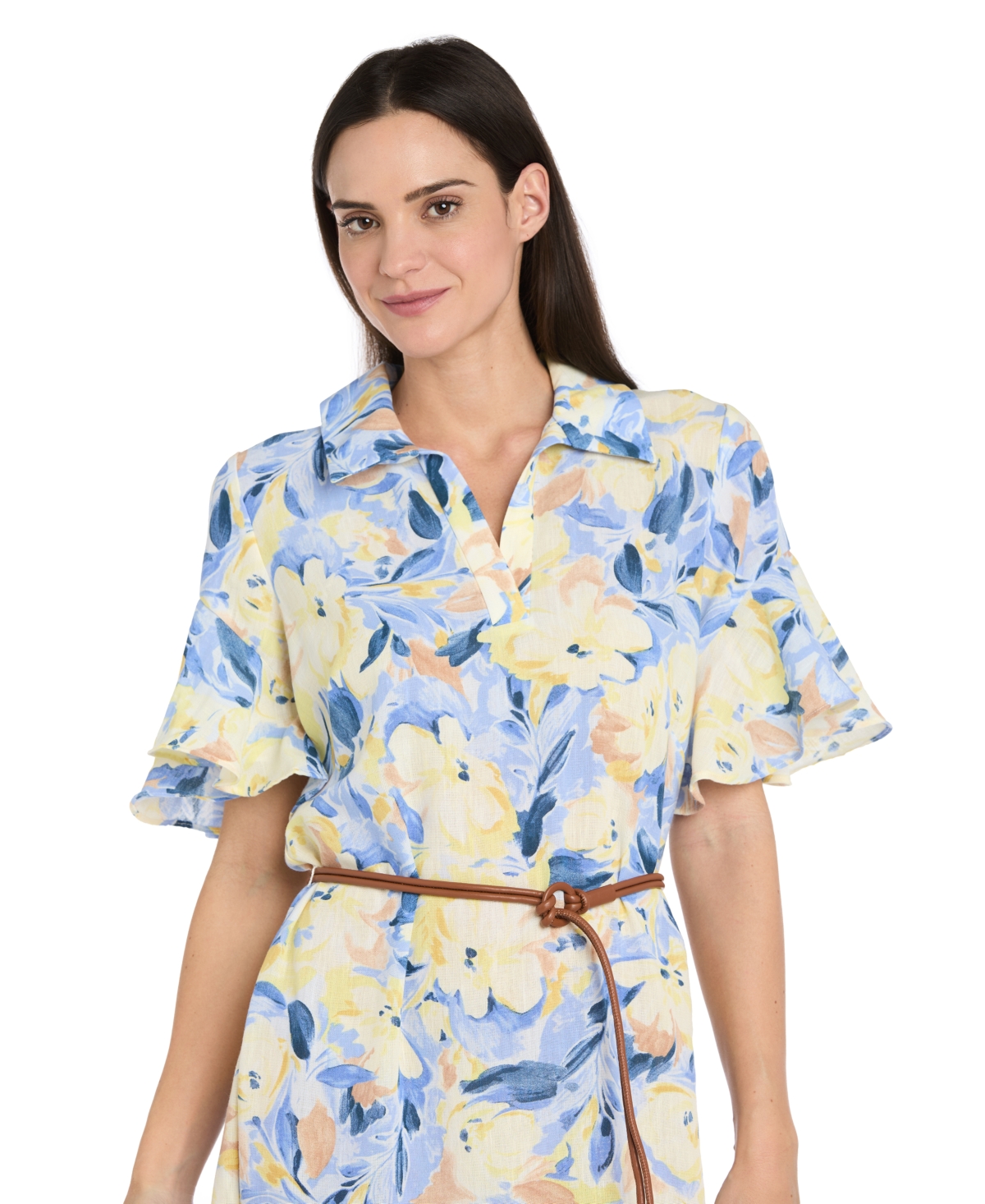 Rm Richards Women's Collared Midi Shirt Dress