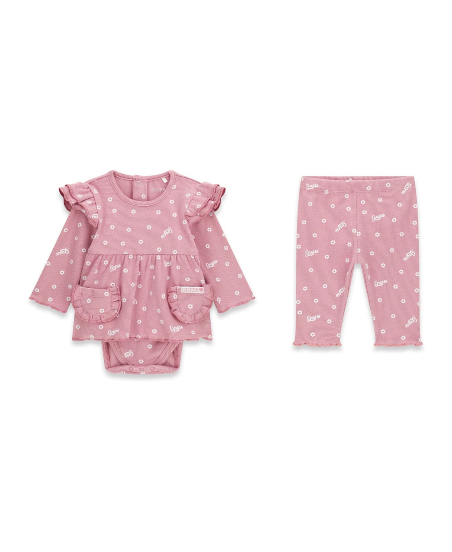 Baby Girls' Stretch Rib Long-Sleeve Bodysuit and Pant, 2-Piece Set