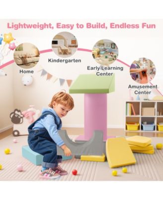 10-Piece Soft Foam Climbing Blocks for Toddlers, PU Leather Covers