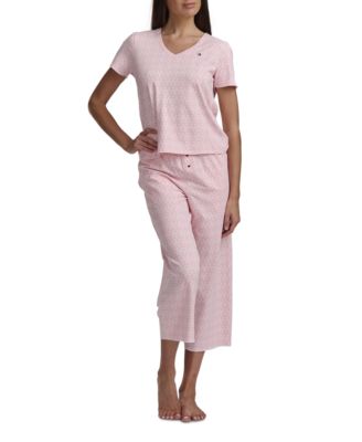 Women's 2-PC. Short-Sleeve T-Shirt & Wide-Leg Cropped Pants Pajama Set