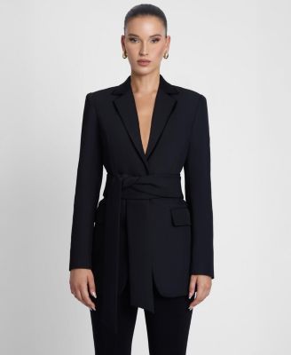 Women's Classic Column Tailored Belted Blazer