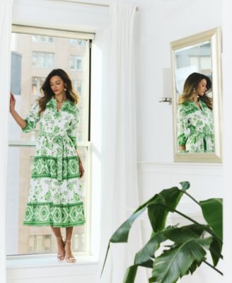 Women's Split-Neck Tiered Dress