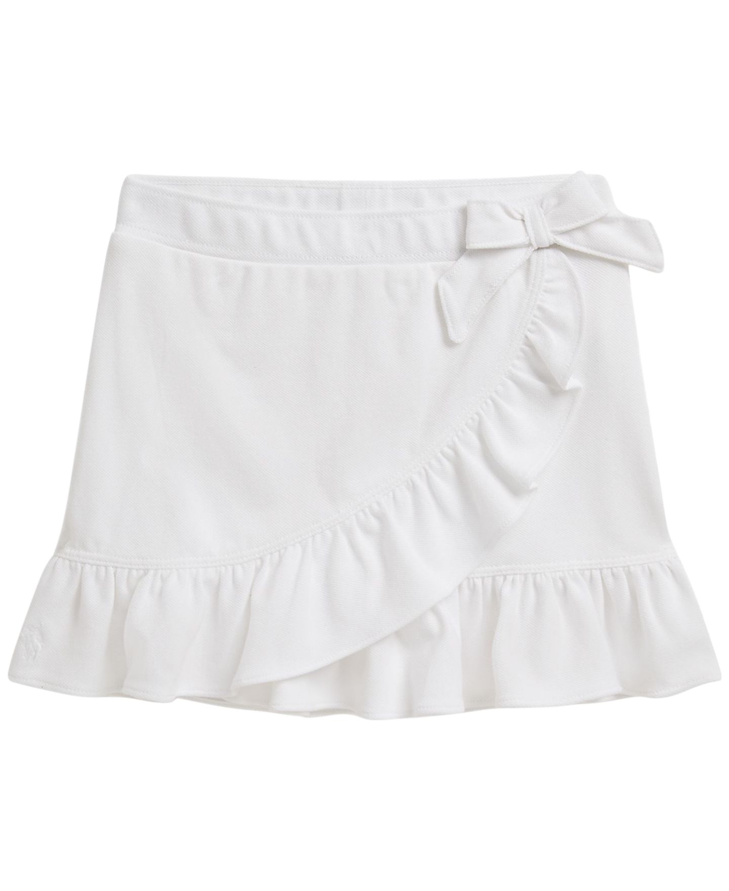 Юбка-шорты Polo Ralph Lauren Ruffled Stretch Mesh Wrap Skort для девочек, цвет: Белый — фото 1
