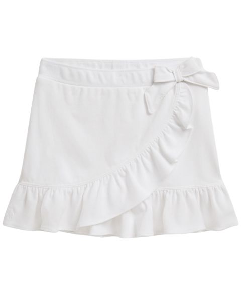 Юбка-шорты Polo Ralph Lauren Ruffled Stretch Mesh Wrap Skort для девочек, цвет: Белый