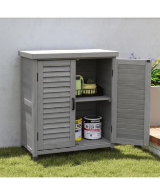 31.5x17x36" Potting Bench with Storage Cabinet and Metal Tabletop
