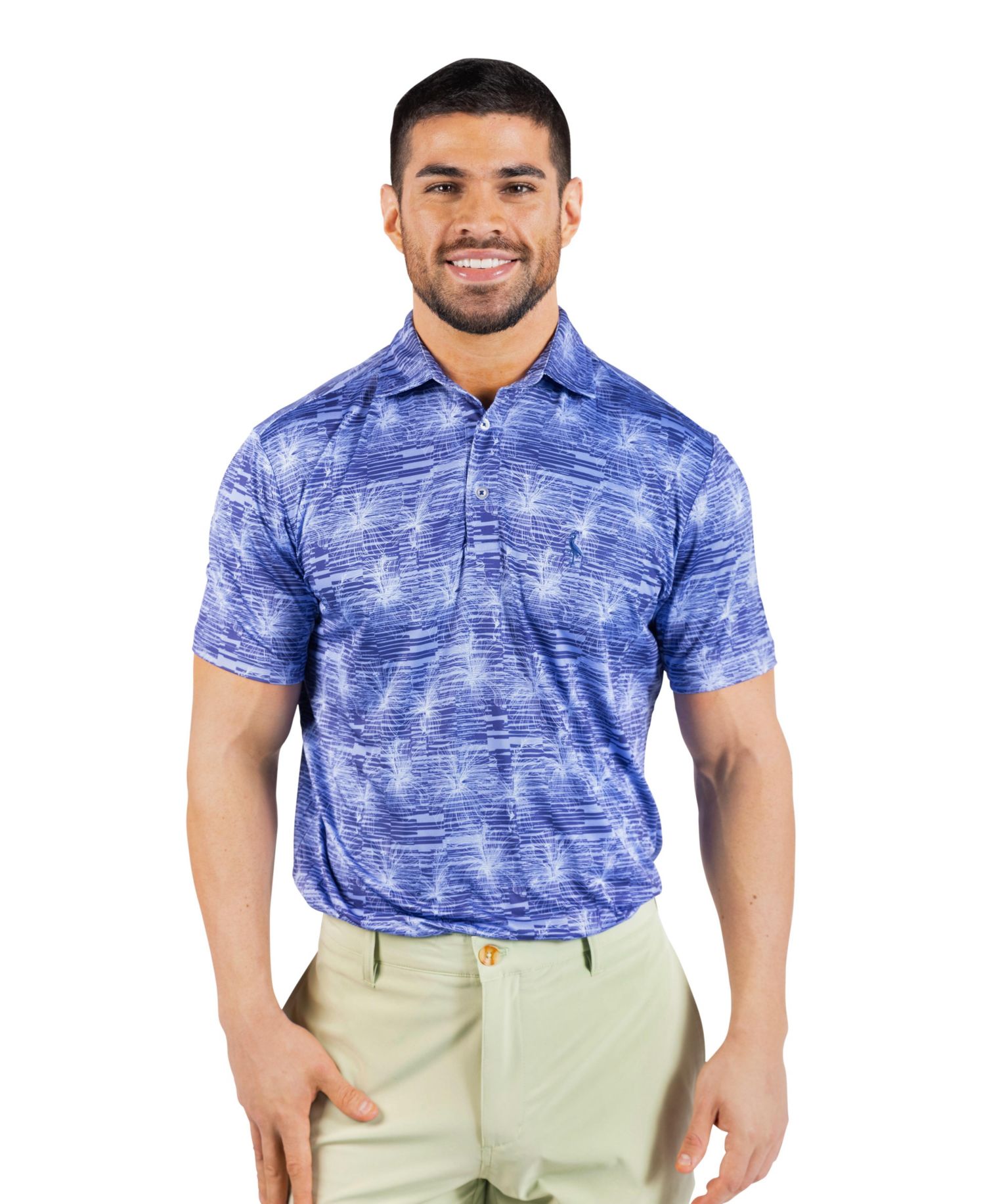 Men's Abstract Orchid Printed Performance Polo