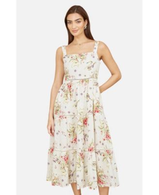 Women's Floral Broderie Anglaise Midi Sun Dress