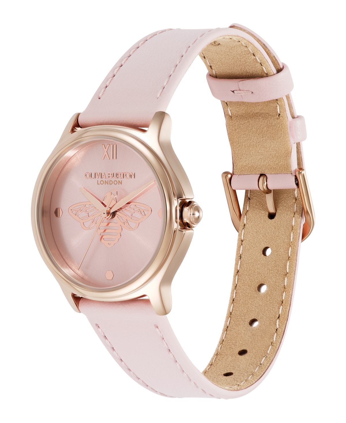 Olivia Burton Women's Ob Classic Bee Primrose Leather Strap Watch, 29.8mm
