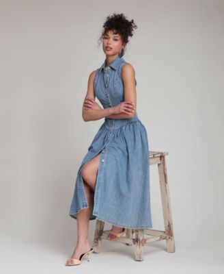 Women's Spread Collar Midi Dress