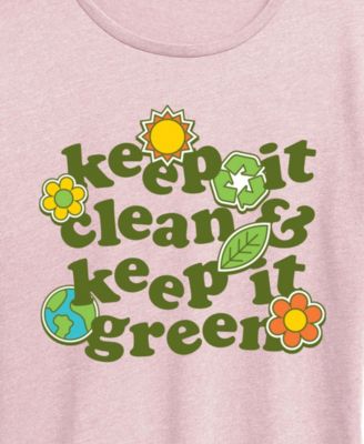 Plus Size Instant Message Keep Clean Keep Green Short-Sleeve Graphic T-Shirt