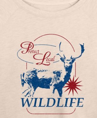 Plus Size Instant Message Protect Local Wildlife French Terry Pullover T-shirt