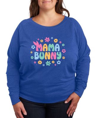 Plus Size Instant Message Bunny Mama French Terry Long-Sleeve T-Shirt