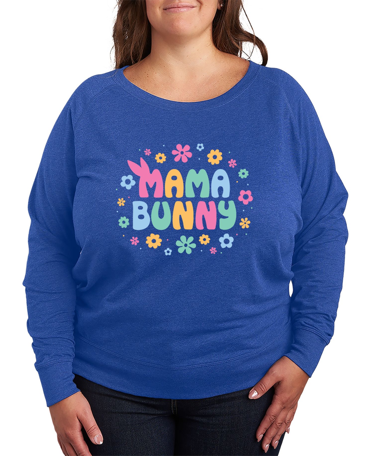 Plus Size Instant Message Bunny Mama French Terry Long-Sleeve T-Shirt