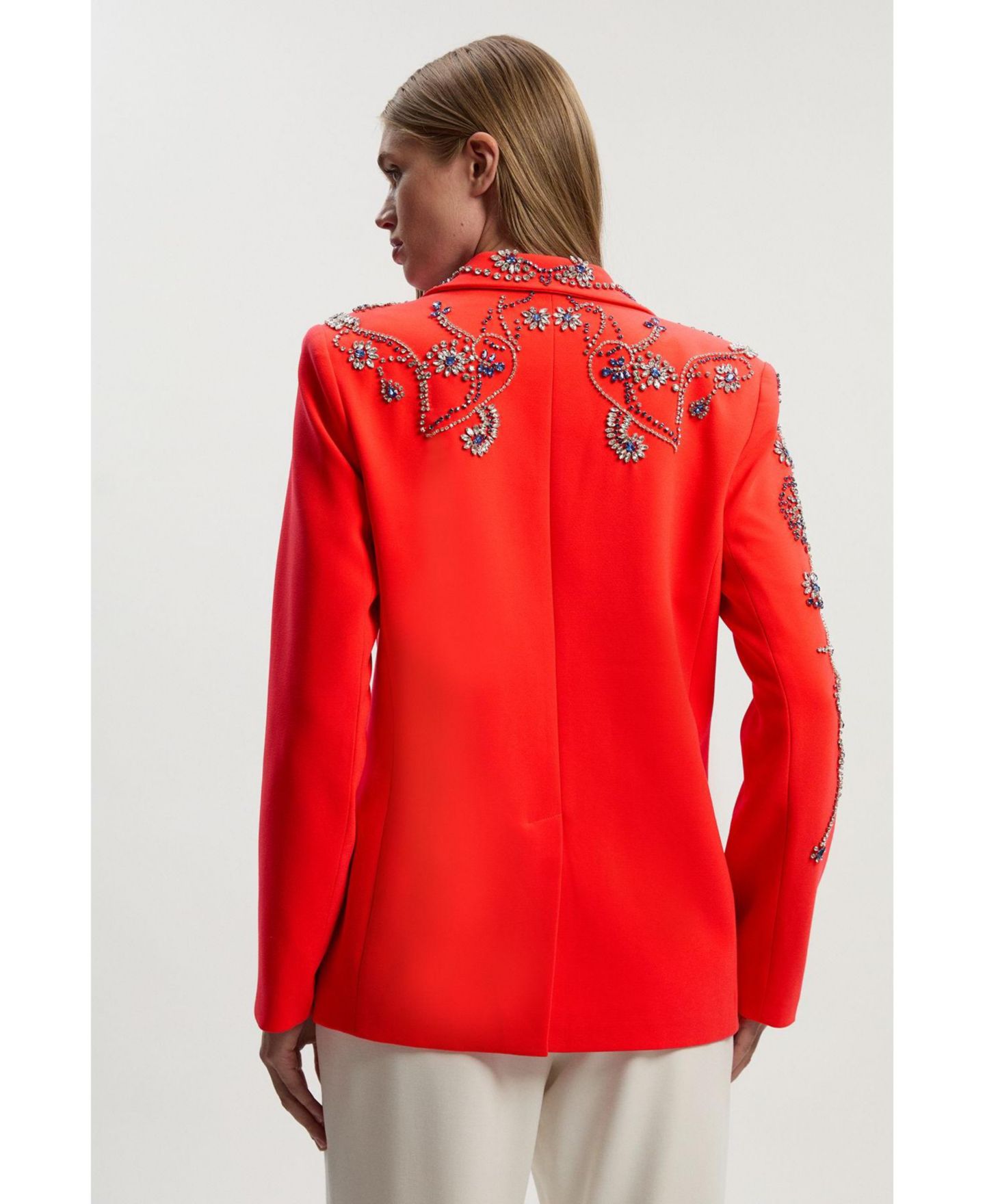 Женский пиджак Karen Millen Embellished Single Breasted Blazer, цвет: Красный — фото 4