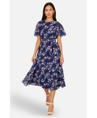 Women's Blossom Print Midi Skater Dress