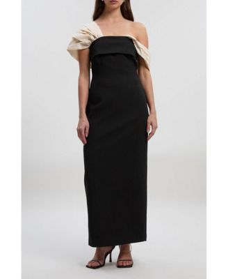 Women's Tailored Taffeta Sleeve Maxi Dress