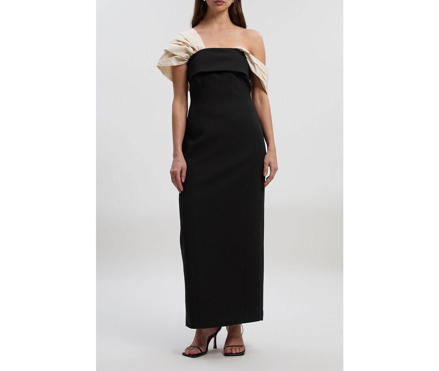 Women's Tailored Taffeta Sleeve Maxi Dress