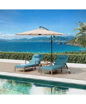 2-Piece Rattan Patio Folding Chaise Lounge, 5-Position Adjustable Backrest with Cushion and Pillow for Poolside, Backyard, Deck