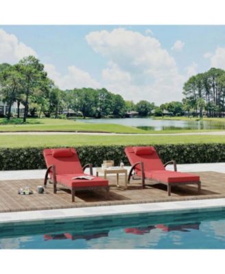 2-Piece Rattan Patio Folding Chaise Lounge, 5-Position Adjustable Backrest Outdoor Lounge Chair with Cushion and Pillow for Poolside, Backyard.