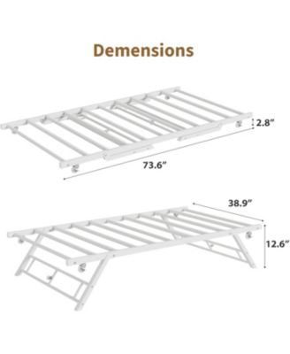 Twin Pop Up Trundle Bed Frame,Trundle Day Bed with Lockable Casters,Foldable Metal Platform