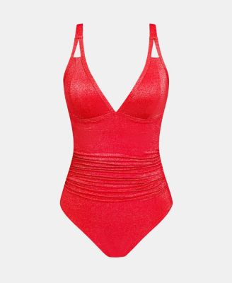 Women's Shimmering One-Piece Swimsuit with Plunging Neckline