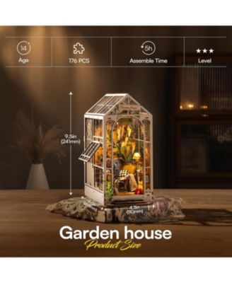 Book Nook Kit DIY Miniature House Kit, 3D Wooden Puzzle Garden House, Bookend Bookshelf Insert Decor, Diorama Kit Christmas Birthday Gift