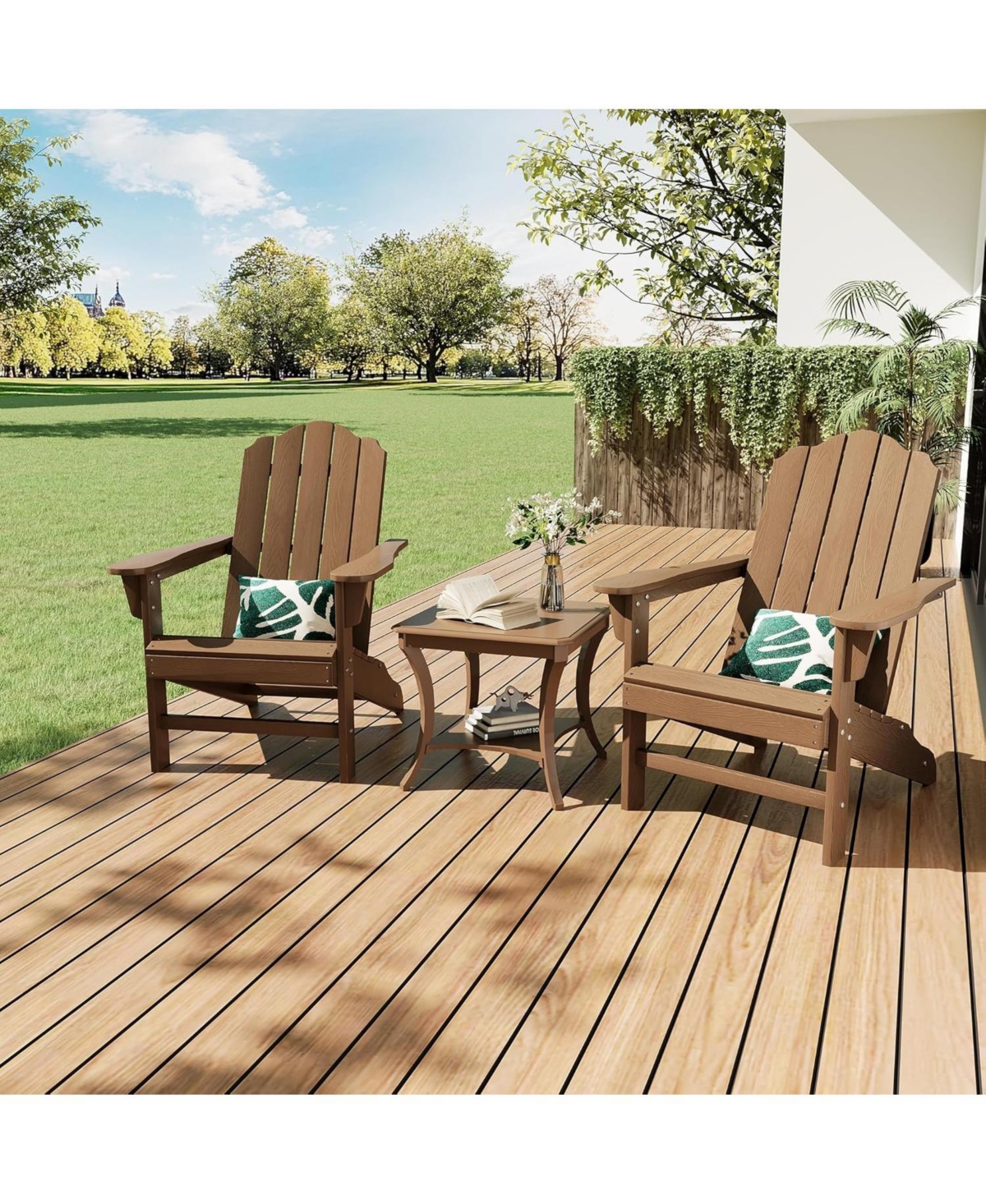 gaomon Hdpe Adirondack Chair Set of 2, Wood Texture Patio Furniture