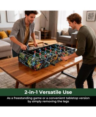 37" Mini 2-in-1 Foosball Game Table with Detachable Legs, Tabletop Use