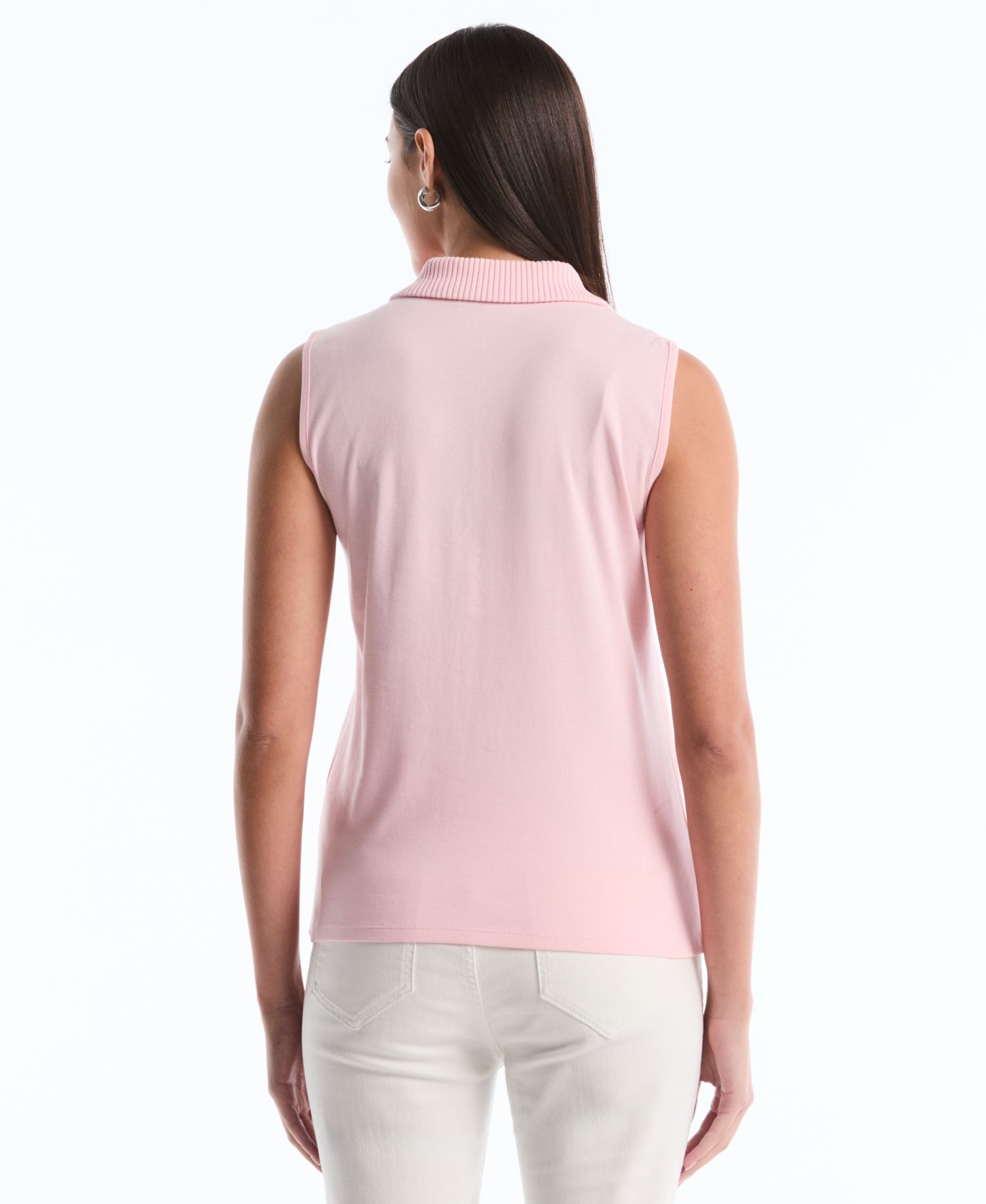 Petite Sleeveless Polo Top