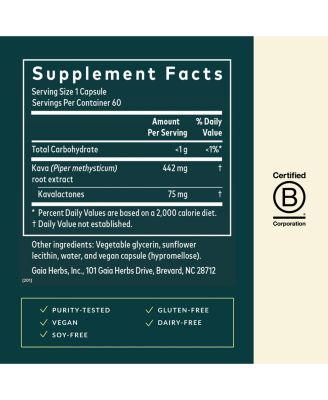 Kava Root - Helps Sustain a Sense of Calm & Relaxation During Times of Stress- 60 Liquid Phyto-Caps (60 Servings)
