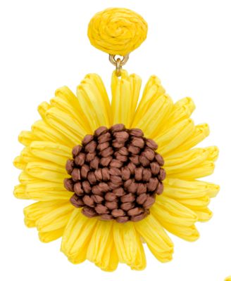 Gold-Tone Plated Sunflower Earrings