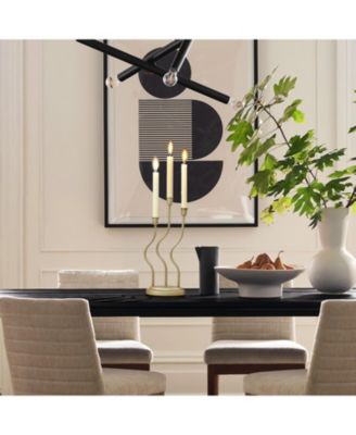 Metal 3-Taper Candle Holder Tabletop Sculpture