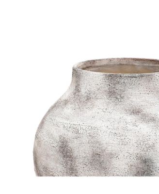 Rustic Gray with Weathered White Finish 12.4-Inch Tall Stoneware Vase for Farmhouse Decor