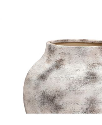 Rustic Gray with Weathered White Finish 14.8-Inch Tall Stoneware Vase for Farmhouse Decor