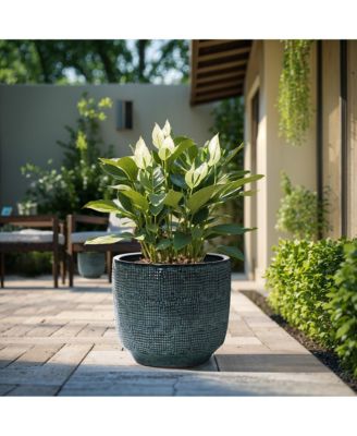 Marina Gray 15.75-Inch Round Ceramic Planter