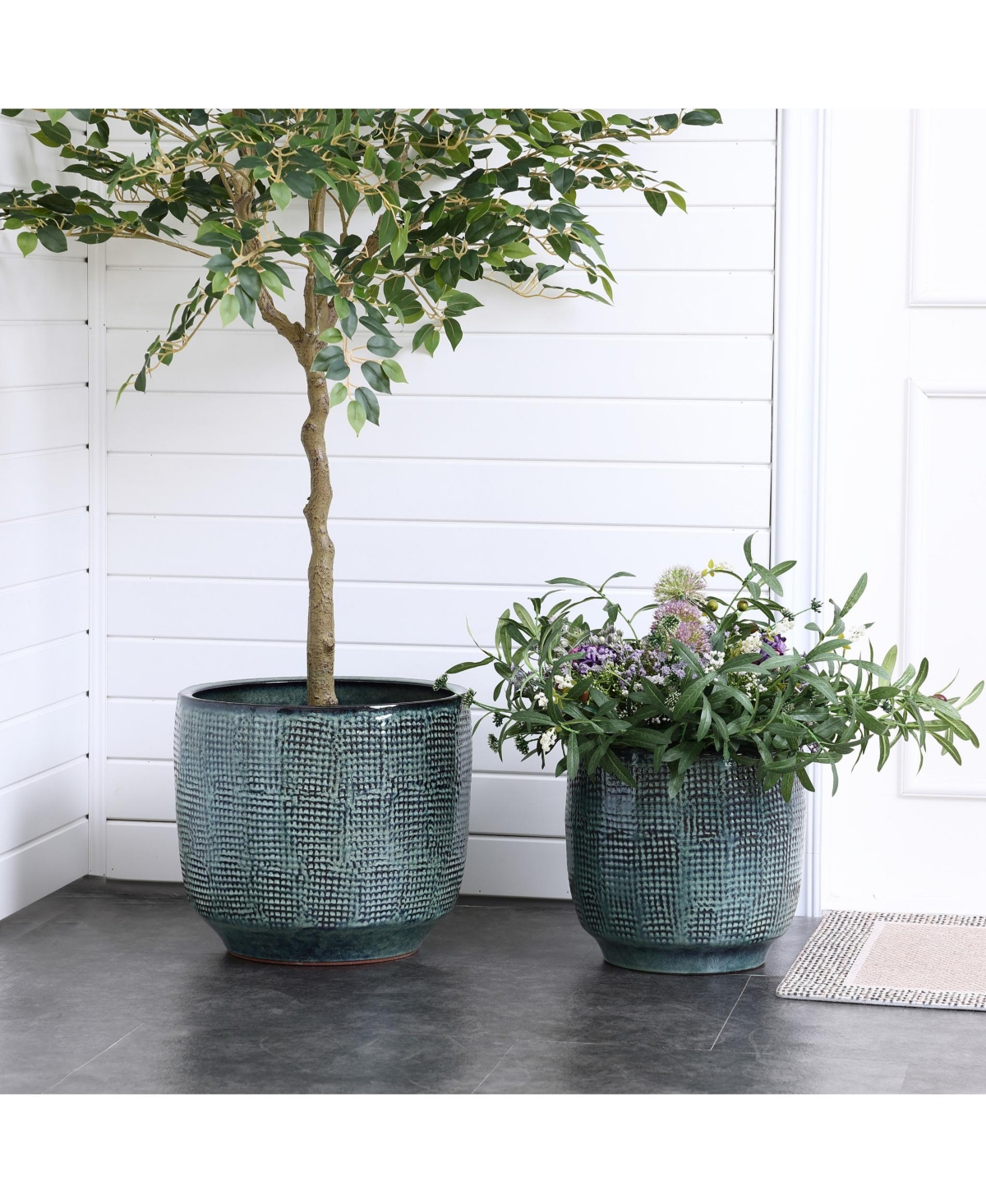 LuxenHome Marina Gray -Inch Round Ceramic Planter