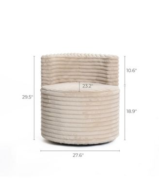 Modern Light Brown Upholstered Swivel Barrel Accent Chair