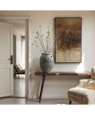 Antiqued Terracotta Jar Vase, Rustic 17-Inch Green & Brown Flower Holder