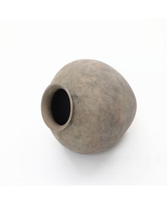 Rustic Ceramic Vase, 10.2" Tall Terracotta Pot with Earthy Gray-Brown Finish, Handcrafted