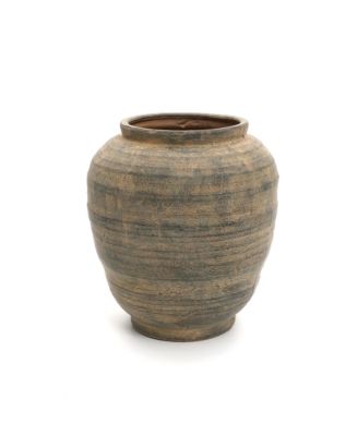 Vintage Pottery Brown 17.32-Inch Tall Round Ceramic Vase