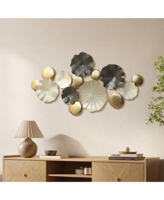 Modern Abstract Metal Wall Art, 45.7" W Contemporary Home Decor