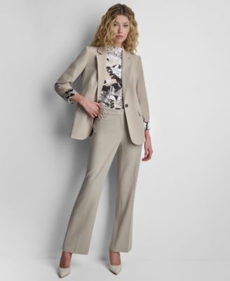Women's Newspaper-Print One-Button Blazer