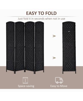 4 Panel Resin Wicker Folding Room Divider Privacy Screen Home Office Decor