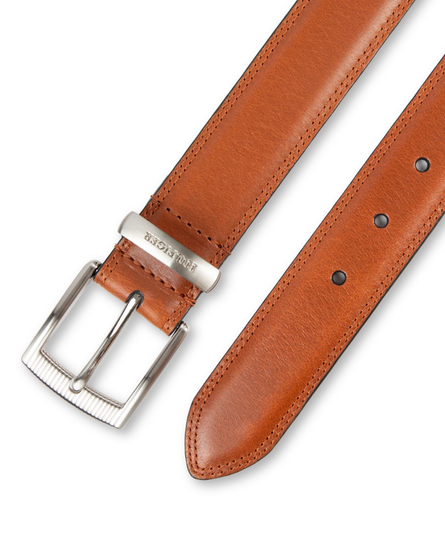 Мужской ремень Tommy Hilfiger Harness Buckle Silver-Tone finish Belt, цвет: Рыжевато-коричневый — фото 3